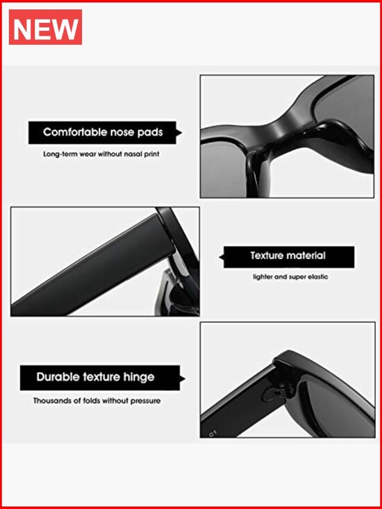 Retro Rectangle Sunglasses Narrow Square Frame UV400 Protection Women\'s Driving main image 6